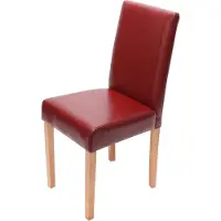 Mendler Esszimmerstuhl Littau, Küchenstuhl Stuhl, Kunstleder rot, helle Beine