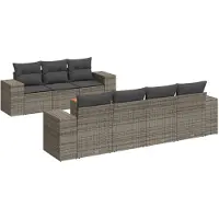 vidaXL 8-tlg. Garten-Sofagarnitur mit Kissen Grau Poly Rattan