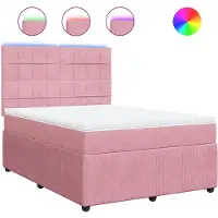 Syfax Boxspringbett mit Matratze Rosa 140x200 cm Samt
