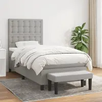 vidaXL Boxspringbett mit Matratze Hellgrau 90x190 cm Stoff , Klassische Betten Design 2024