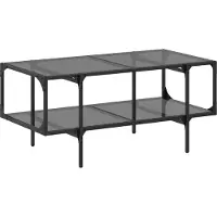 vidaXL Couchtisch mit Glasplatte Schwarz 98,5x50x45 cm Stahl
