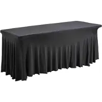 Oviala 8-Sitzer Klapptisch und schwarz drapierte Tischdecke Weiß -