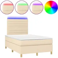 Syfax Boxspringbett mit Matratze & LED Creme 120x200 cm Stoff
