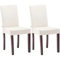 CLP 2er Set Esszimmerstuhl Ina Stoffbezug mit Holzgestell creme Gestell Farbe cappuccino