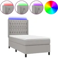 Syfax Boxspringbett mit Matratze & LED Hellgrau 90x190 cm Stoff