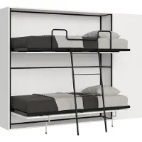 Itamoby - Schrankbett Kando Etagenbett 2 Schlafplätze horizontal mit Matratzen Komp. H Esche weiß