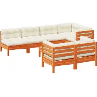 vidaXL 8-tlg. Garten-Sofagarnitur mit Kissen Wachsbraun Kiefernholz