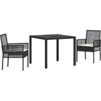 vidaXL Garten Essgruppe 3 Stk. Schwarz Poly-Rattan