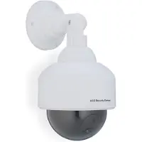 Relaxdays 4 x Kamera Dummy, blinkendes LED-Licht, innen & außen, Einbrecher Abschreckung, Überwachungskamera Attrappe, weiß