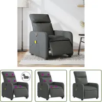 The Living Store Massagesessel Elektrisch Dunkelgrau Stoff