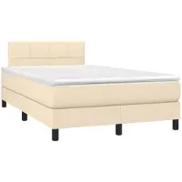 Syfax Boxspringbett mit Matratze Creme 120x190 cm Stoff