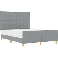 Syfax Bettgestell mit Kopfteil Hellgrau 140 x 190 cm Stoff