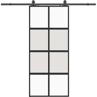 Syfax Schiebetür mit Beschlag Schwarz 90x205 cm Hartglas