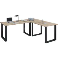 VCM Holz Schreibtisch | Eckschreibtisch schlicht | 160x130 | L Form links oder rechts | Arbeitstisch Platte 50 cm tief | Computertisch Büromöbel - Lona U