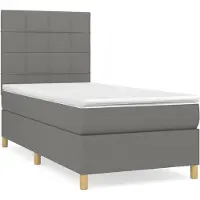 Syfax Boxspringbett mit Matratze Dunkelgrau 100x200 cm Stoff