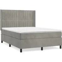 Syfax Boxspringbett mit Matratze Hellgrau 140x190 cm Samt