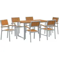 vidaXL Garten Essgruppe 7 stk. Grau Massivholz Akazie