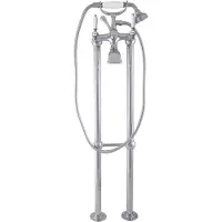 RAV Retro-Stil Badewannen Standarmatur Chrom mit Antikalk-Keramikkartusche und Keramikgriff