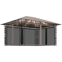 Syfax Pavillon mit Moskitonetz & LED-Lichterkette 4x3x2,73 m Taupe