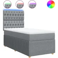 vidaXL Boxspringbett mit Matratze Hellgrau 90x190 cm Stoff