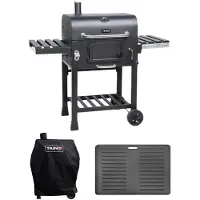 TAINO HERO XL Holzkohlegrill Set Abdeckhaube Grillplatte Smoker Grillwagen BBQ