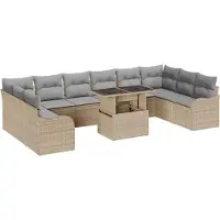 vidaXL Gartensofa-set 11 stk. 10-Sitzanzahl Beige Poly Rattan