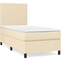 Syfax Boxspringbett mit Matratze Creme 100x200 cm Stoff