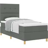 vidaXL Boxspringbett mit Matratze Dunkelgrau 90 x 190 cm Stoff