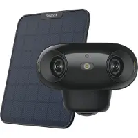 Reolink Argus 4 Pro+Solarpanel, 4K 8MP 2.4/5GHz WiFi Akku Überwachungskamera, 180° Dual-Objektiv, ColorX-Nachtsicht, Smart Detection, Schwarz