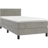 Syfax Boxspringbett mit Matratze Hellgrau 100x200 cm Samt