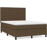 Syfax Boxspringbett mit Matratze Dunkelbraun 140x200 cm Stoff