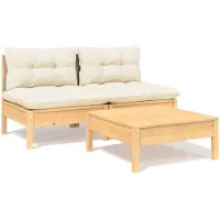 vidaXL 3-tlg. Garten-Lounge-Set mit Creme Kissen Kiefernholz