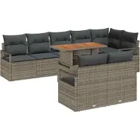 vidaXL Gartensofa-set 9 stk. 8-Sitzanzahl Grau und Braun