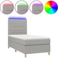 Syfax Boxspringbett mit Matratze & LED Hellgrau 80x200 cm Stoff
