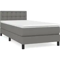 Syfax Boxspringbett mit Matratze Dunkelgrau 90x200 cm Stoff