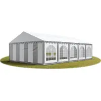 TOOLPORT Hochwertiges Zelt Partyzelt Festzelt 6x10 m PVC grau-weiß wasserdicht