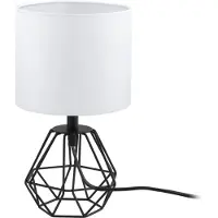 Eglo Tischlampe Carlton 2, 1 flammige Vintage Tischleuchte, Nachttischlampe aus Stahl und Stoff, Farbe: Schwarz, weiß, Fassung: E14, inkl. Schalter
