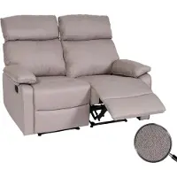 Mendler 2er Kinosessel HWC-L93, Relaxsessel Fernsehsessel Sofa, Armlehne Liegefunktion Nosagfederung Stoff/Textil grau-braun