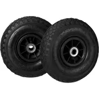 Relaxdays Sackkarrenrad 3.00-4, 2er Set Ersatzreifen, luftbereift, bis 80 kg, Kunststofffelge, 260x85 mm, schwarz