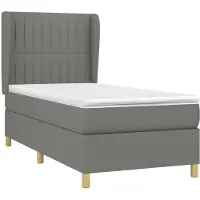 Syfax Boxspringbett mit Matratze Dunkelgrau 90x200 cm Stoff