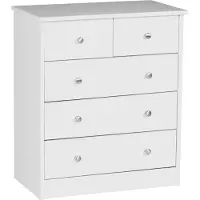 Wohnling Design Holz-Kommode 60 x 70 x 35 cm weiß mit 5 Schubladen Mehrzweckanrichte flach für Flur Modernes Sideboard zeitlose Anrichte