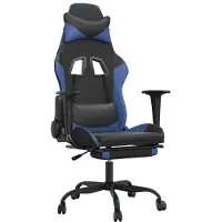 vidaXL Gaming-Stuhl mit Fußstütze Schwarz und Blau Kunstleder