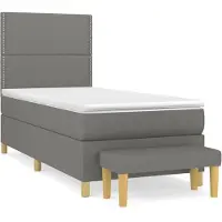 Syfax Boxspringbett mit Matratze Dunkelgrau 90x190 cm Stoff