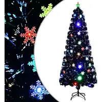 Syfax Weihnachtsbaum mit LED-Schneeflocken Schwarz 240 cm Fiberoptik