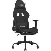 Syfax Gaming-Stuhl mit Fußstütze Schwarz Stoff