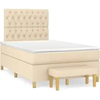 Syfax Boxspringbett mit Matratze Creme 120x200 cm Stoff