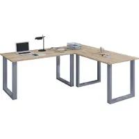VCM Holz Schreibtisch | Eckschreibtisch schlicht | 190x130 | L Form links oder rechts | Arbeitstisch Platte 50 cm tief | Computertisch Büromöbel - Lona U