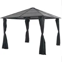 Syfax Gartenpavillon mit Vorhang Aluminium 3×3 m Schwarz