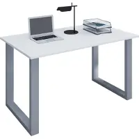 VCM Holz Schreibtisch | H. 76 x B. 140 x T. 50 cm | Computertisch schlicht | Füße aus hochwertigem Metall | Arbeitstisch | Büromöbel - Lona U