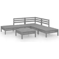 vidaXL 6-tlg. Garten-Lounge-Set Massivholz Kiefer Grau